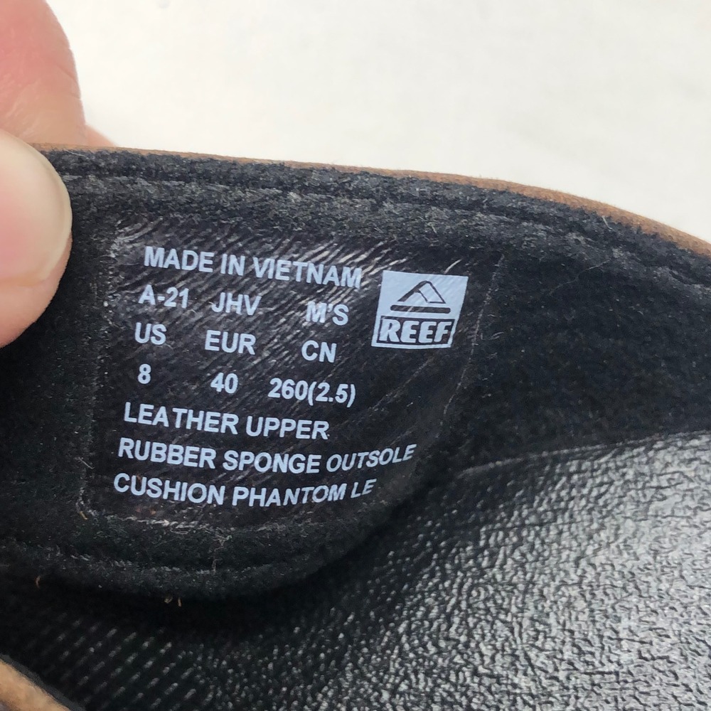 Reef Cushion Phantom LE Flip Flops Mens Size 8 Brown Black Leather Thong Sandals - Picture 9 of 10